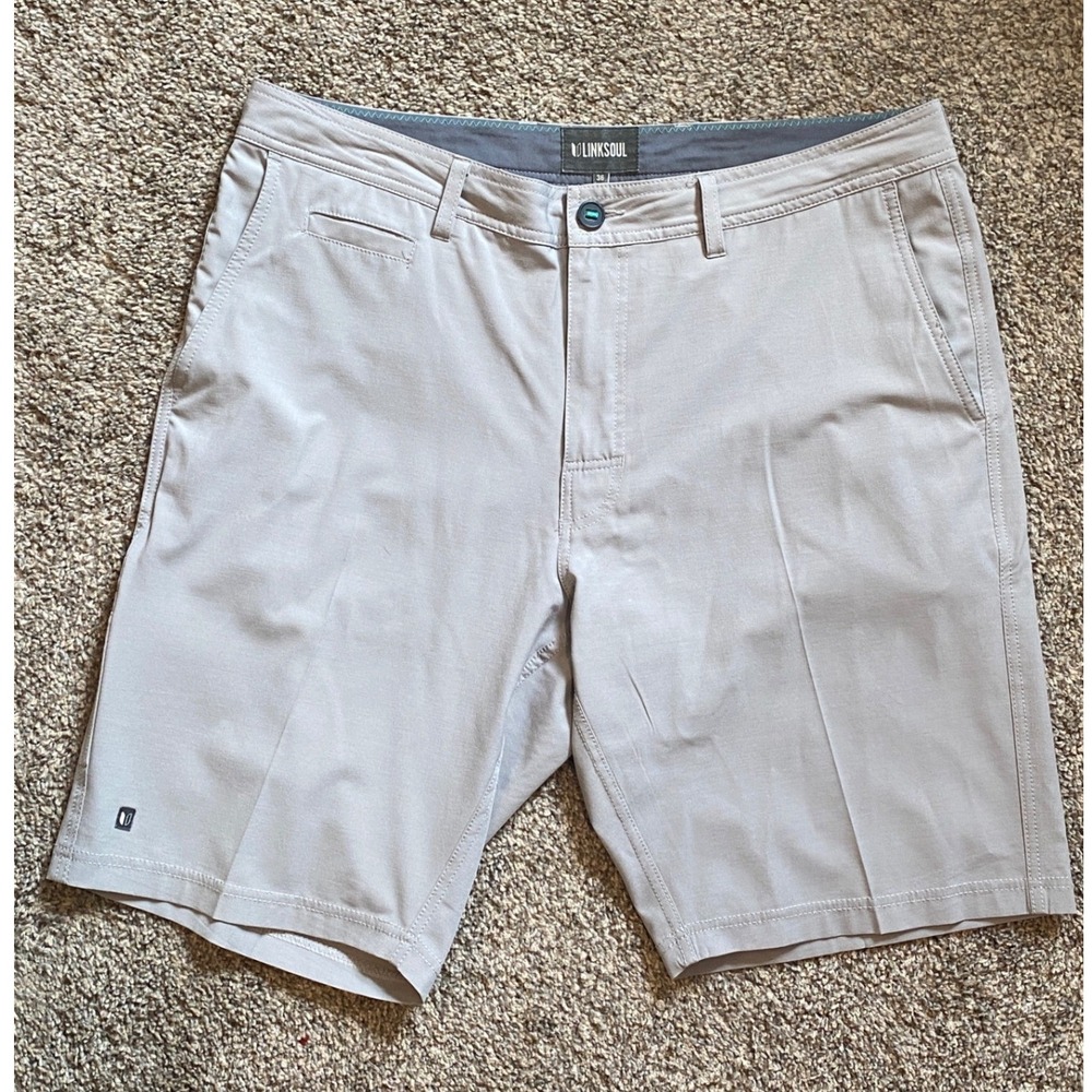 Linksoul Boardwalker Golf Shorts Mens 36 Light Grey 4-Way Stretch LS651